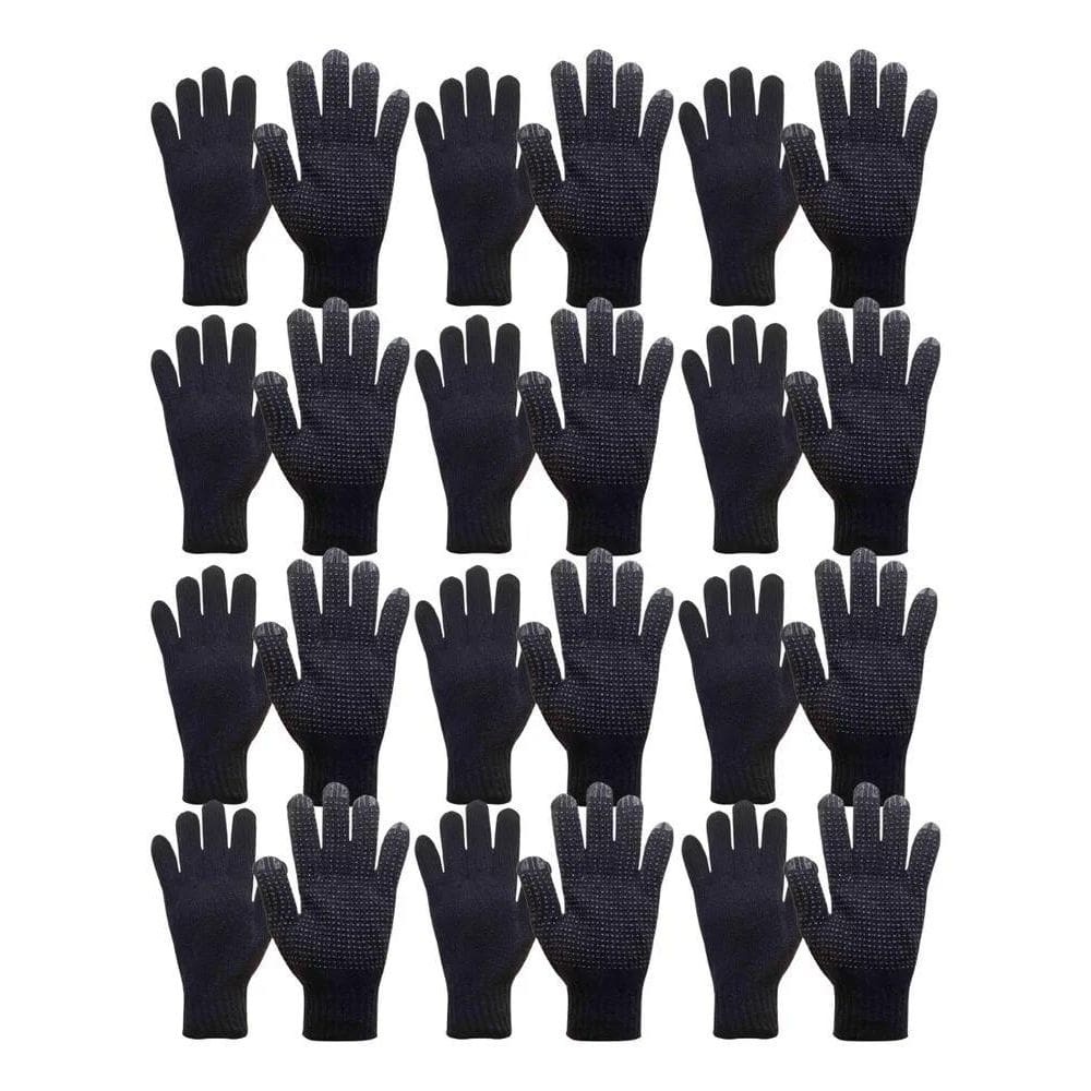 10X Kit 12 Prs Luva Tricotada Pigmentada Preta 4 Fios Refor