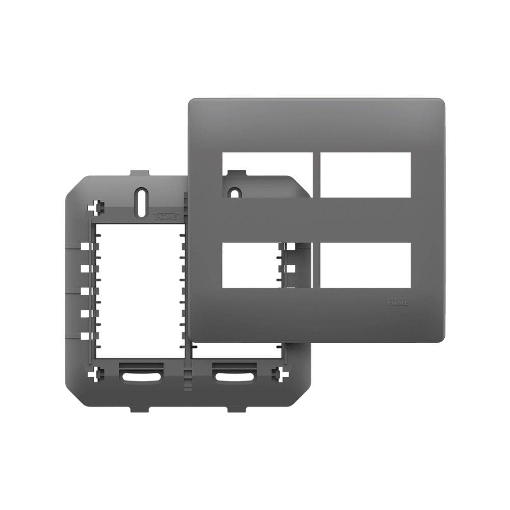 Placa com Suporte Fame Habitat Onix 4x4 para 4 Módulos Horizontais Distanciados