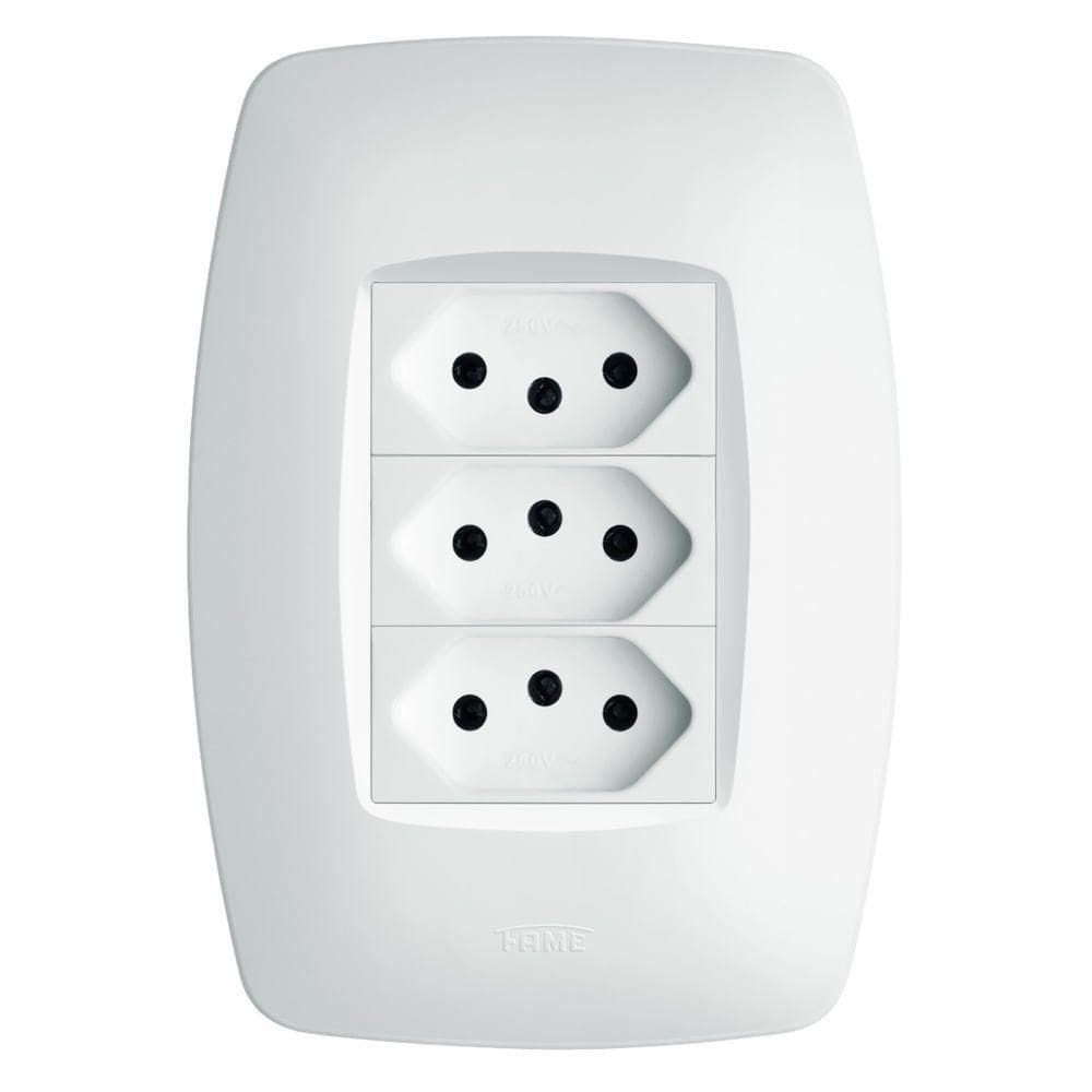 Conjunto 3 Tomadas 2p+t 20a 250 Volts Elegance - 3129 - Fame Cj3 Tomadas 2p+t 20a-250v Elegance Fame 092.3129.4