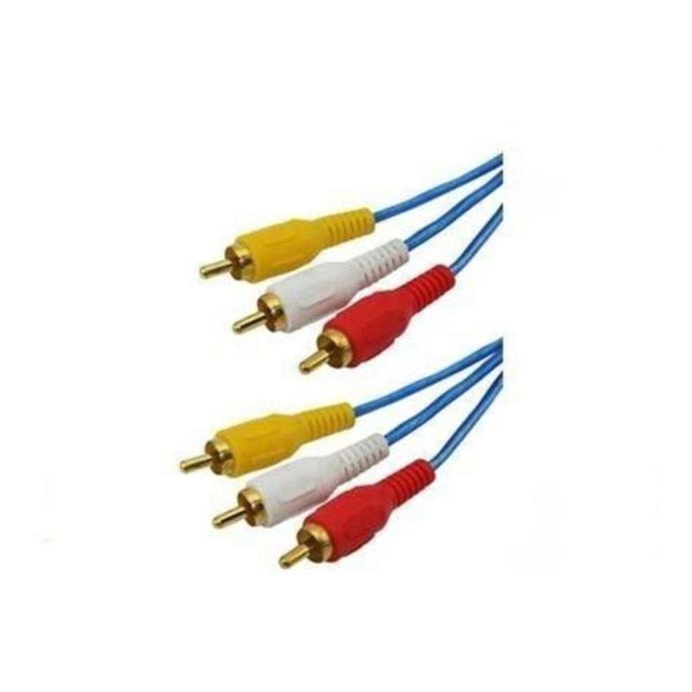 Cabo 3+3 Rca Áudio Vídeo Cristal 1,8 Metros Gold 24K