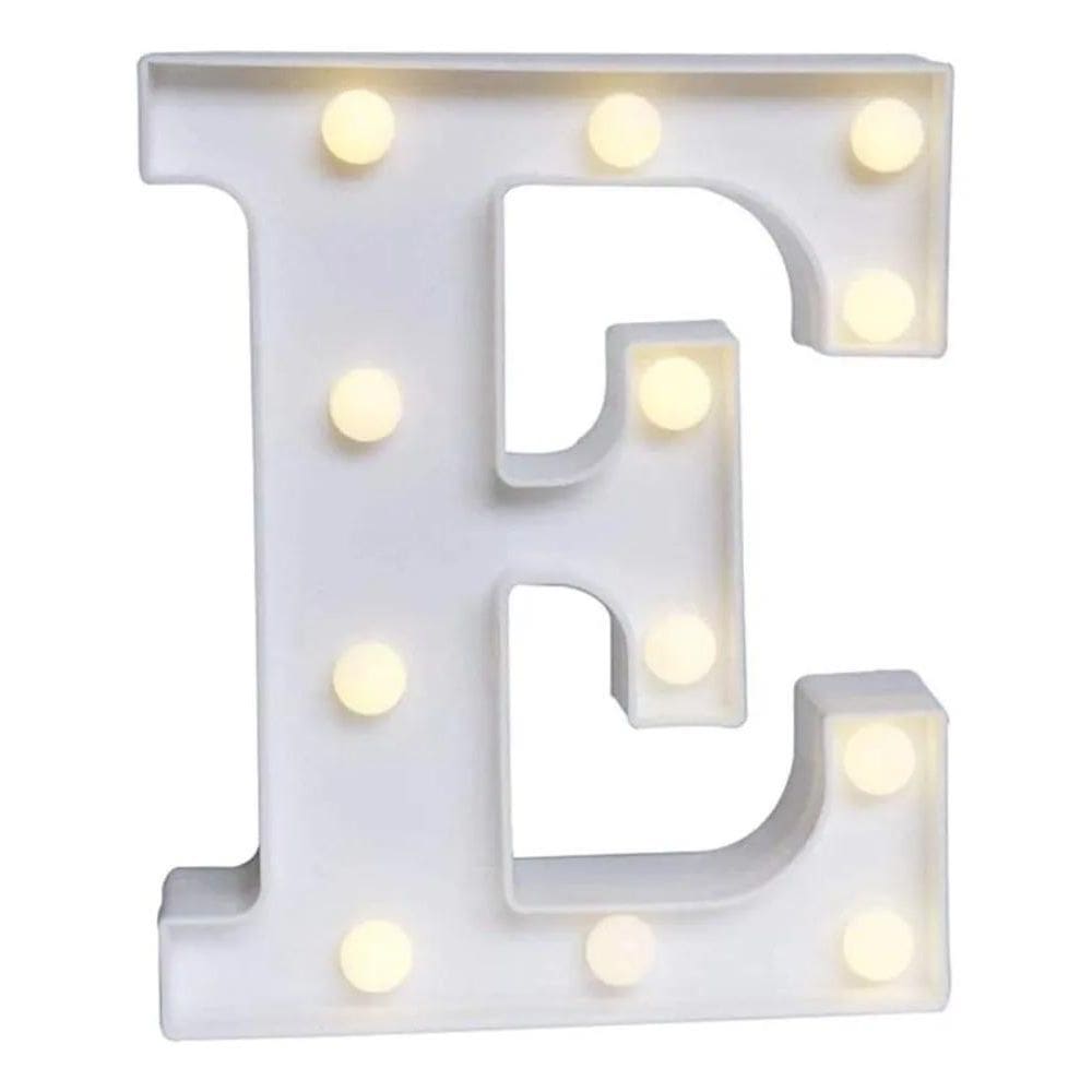 10X Luminária Decorativa Led 3D Letra E Branca 22Cm Decoraç