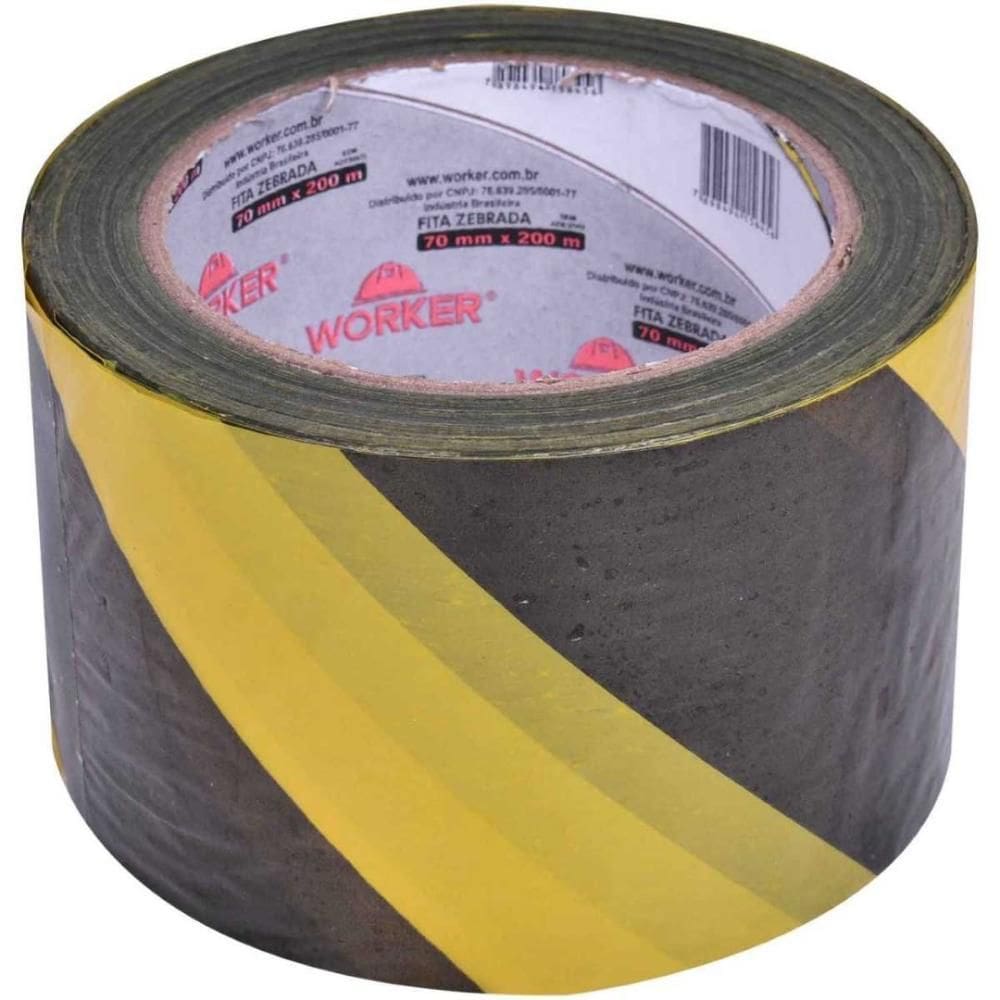Fita Demarcação Zebrada Worker 7Cm X 200M Preto E Amarelo