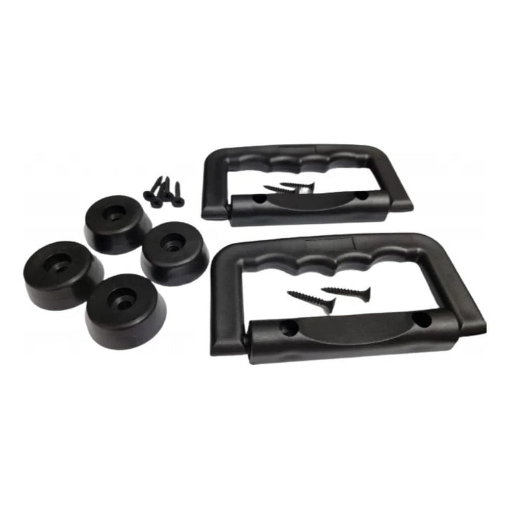 10X Kit 2 Alça P Caixa De Som + 4 Pezinho Emborrachado Gran