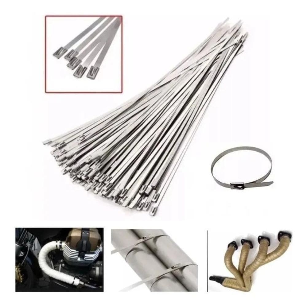 10X Kit 10X Abraçadeiras Zip Tie Termotape Aço Inox 4,6X400
