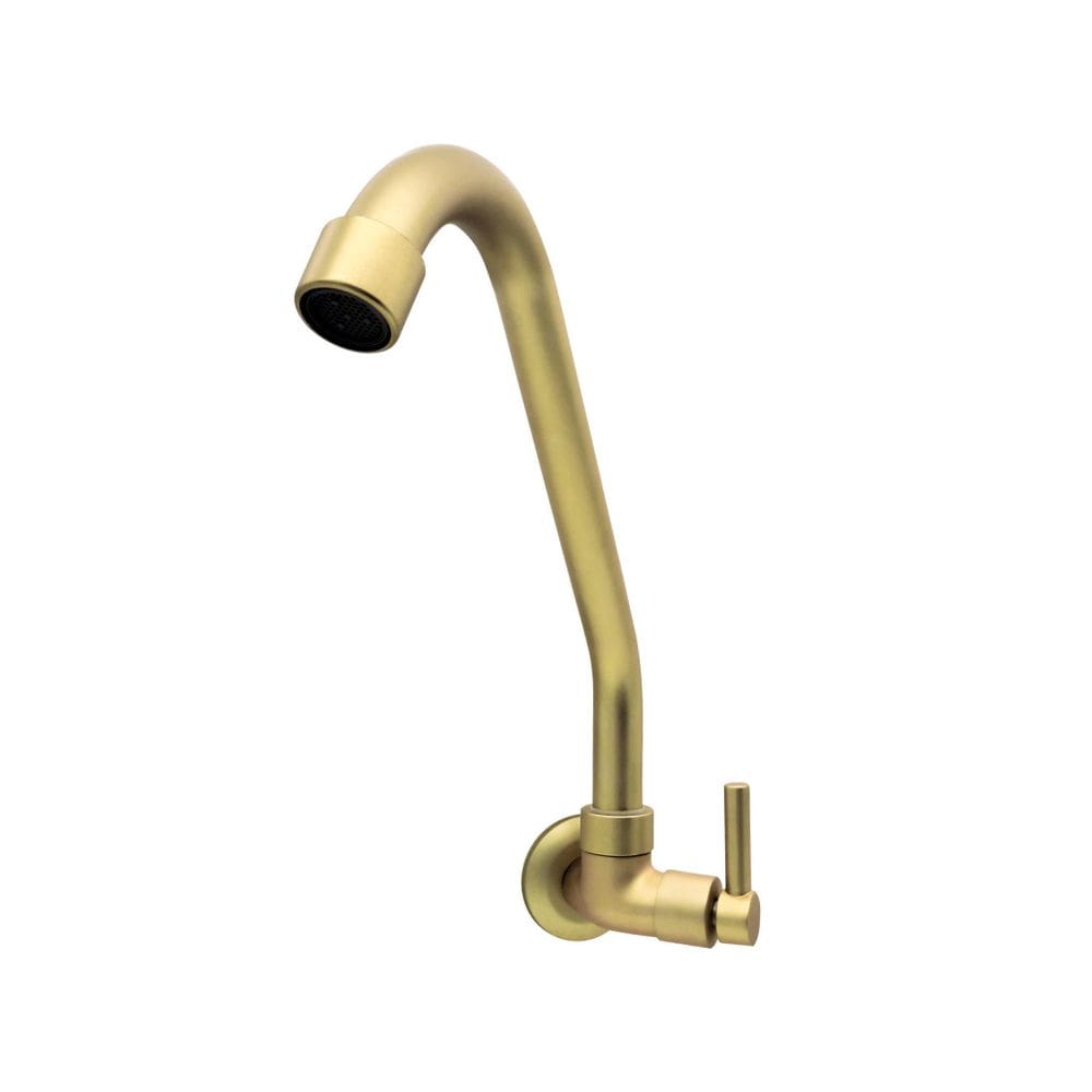 Torneira Cozinha Parede Dourada Fosca Bica Móvel 1/4 Luxo