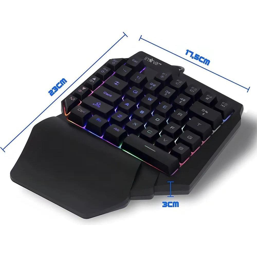 10X Teclado Gamer Rgb Uma Mão Semi Mecãnico Jogos Kv-9968 C