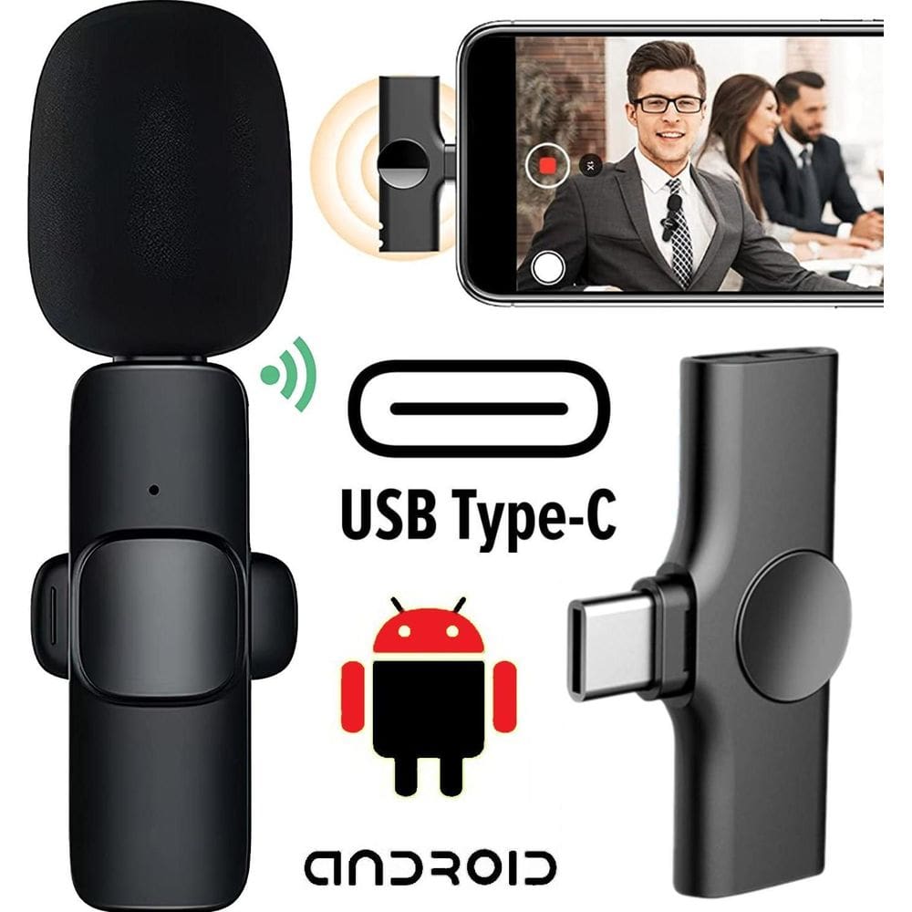 Microfone Lapela Sem Fio Usb Type C Wireless Gravar Vídeo No