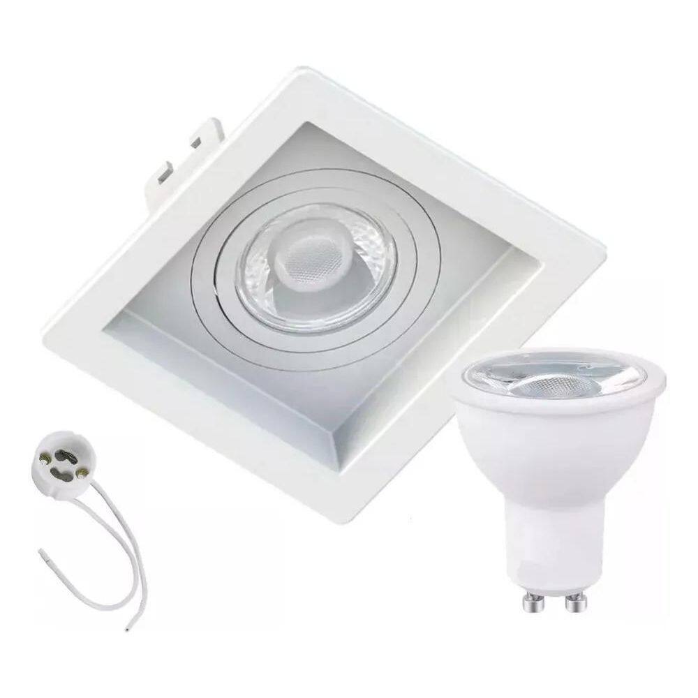 10X Spot Embutir Dicroica Led Mr16 Recuado Gu10 Com Lâmpada