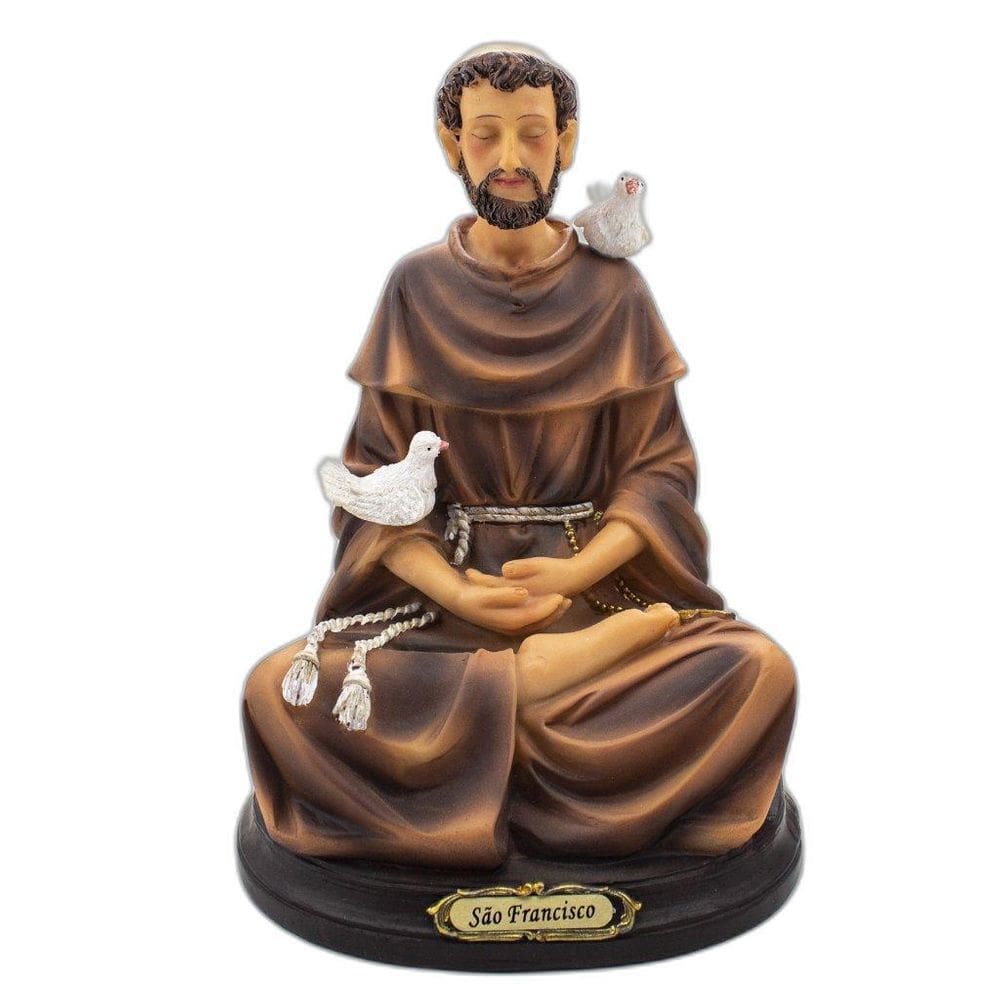 Imagem São Francisco Meditando Importado Resina 20 Cm