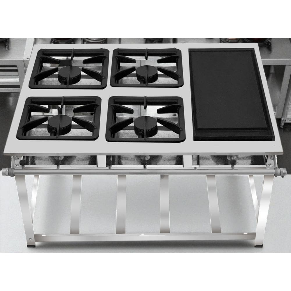 Fogão Industrial 4 Bocas com Chapa Ap P7 em Aço Inox Leona