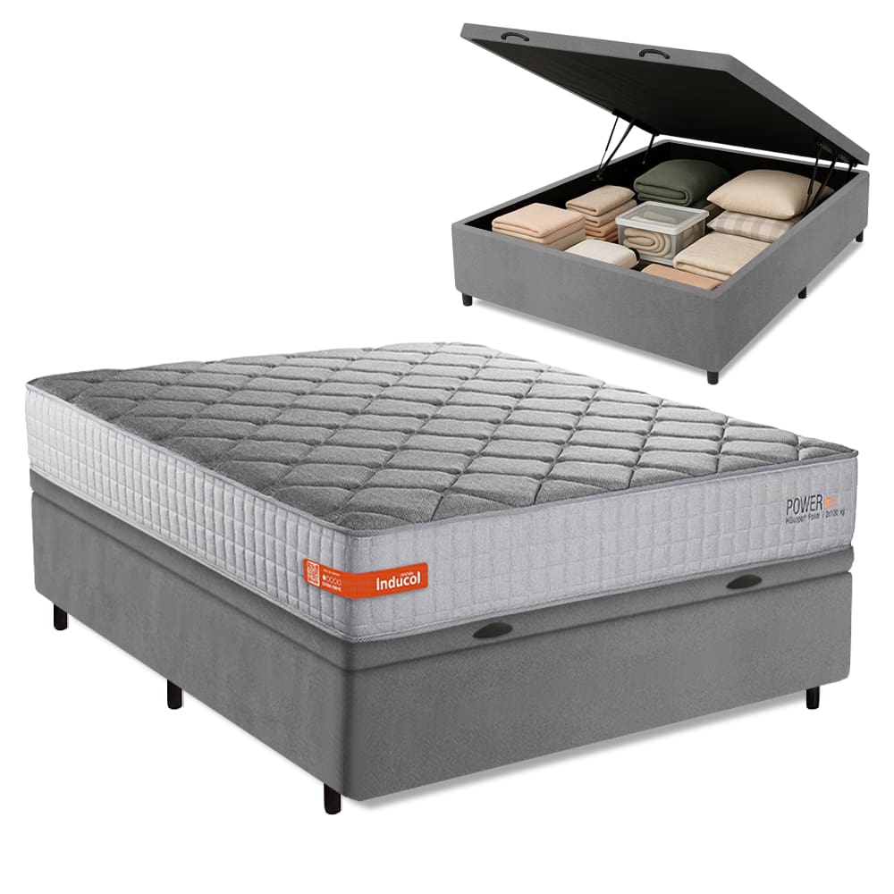 Cama Box Baú Casal Espuma Softgel Power 138x188x63cm