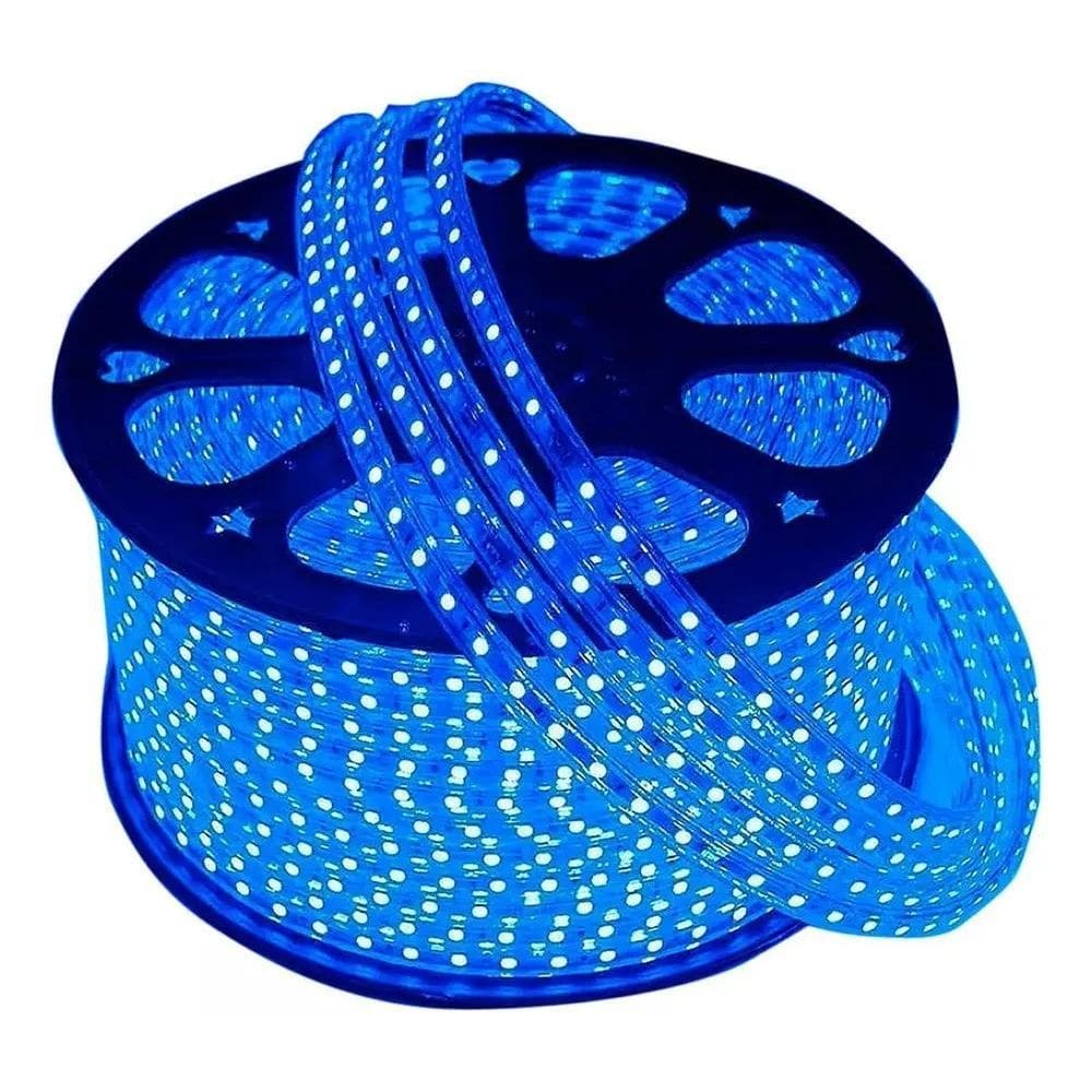 10X Fita Led Azul Blue Mangueira Chata 10 Metros + Conector