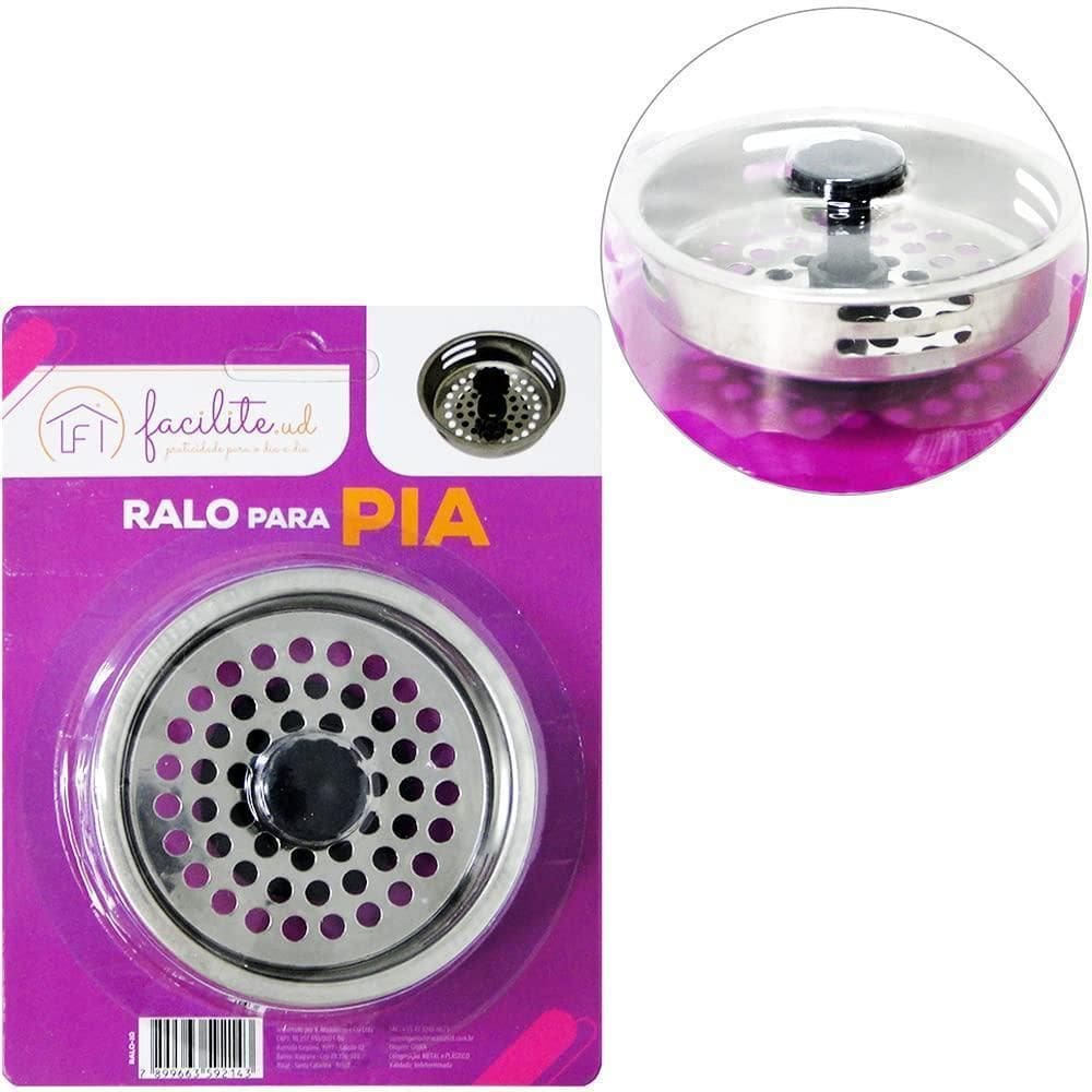 Ralo Inox Pia Cestinha Valvula Americana 8,3Cm