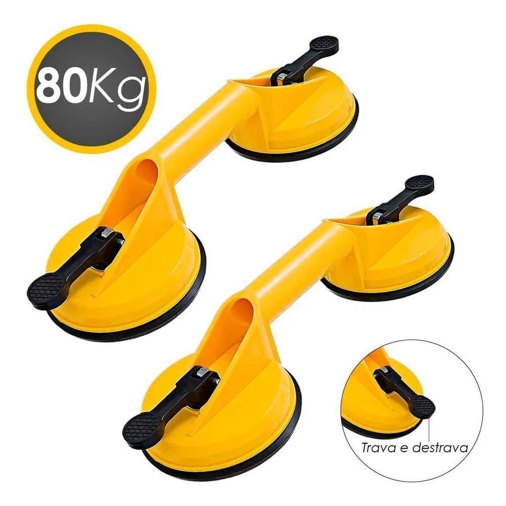 10X Par Ventosas Duplas Titanium 80Kg P/Vidros Pisos Porcel