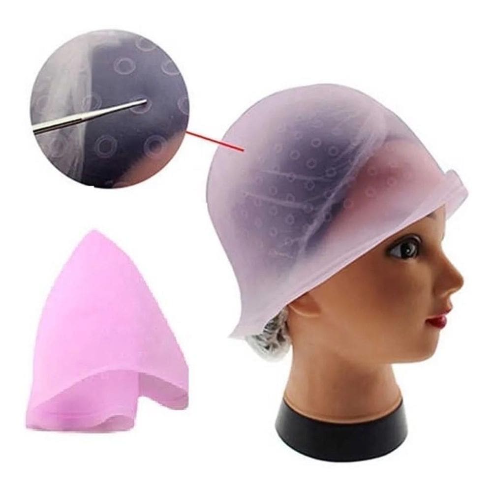 Touca De Silicone Para Luzes Mechas E Reflexos + Agulha