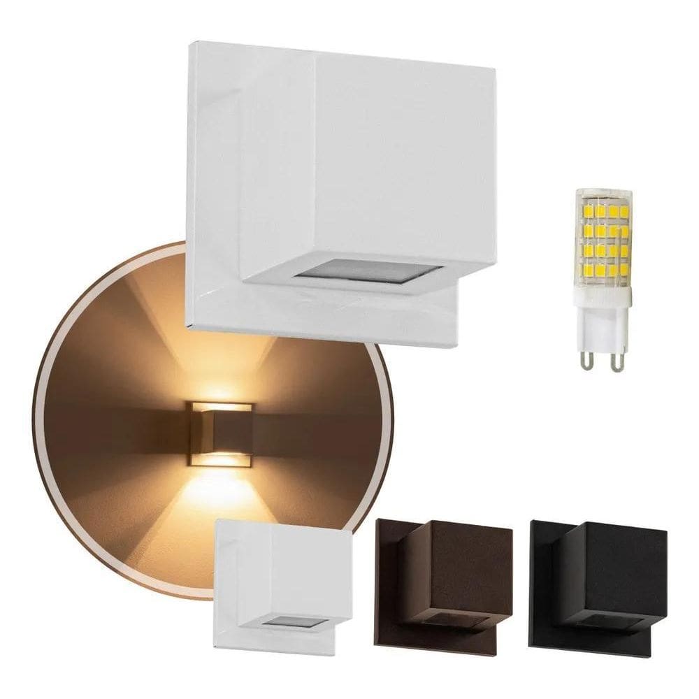 10X Arandela Box Cubo Pequena 2 Fachos + Led G9 5W St1318