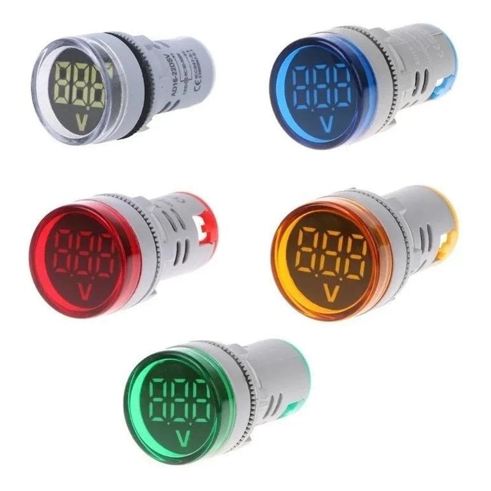 10X Voltímetro Digital Ac Ca Painel Embutir 110V 220V 22Mm
