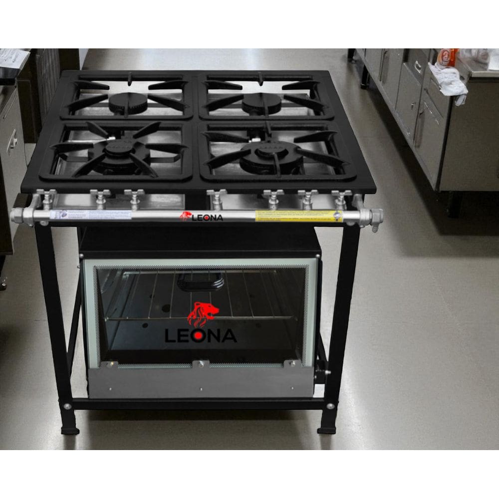 Fogão Industrial 4 Bocas 30x30 P5 com Forno Leona