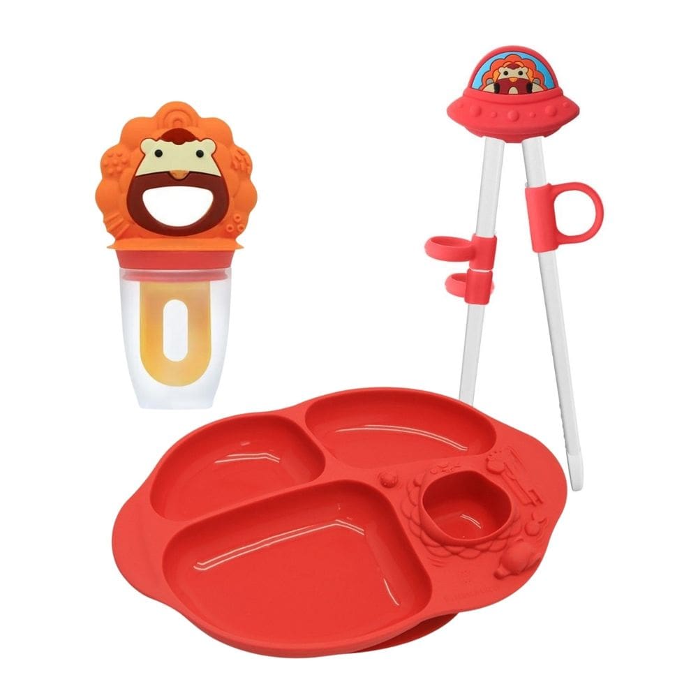 Kit Refeição Leão Marcus (Alimentador, Hashi e Prato com Divisória) - Marcus & Marcus