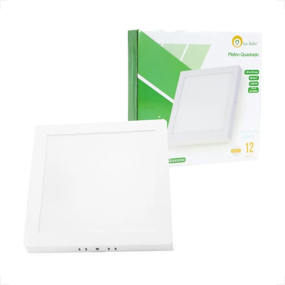 10X Painel 12W Led Plafon Sobrepor Quadrado 17X17 Branco Ne