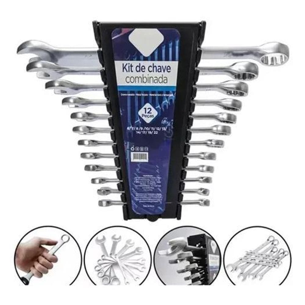 10X Jogo Chave Ferramenta Combinada Boca Estrela 6A 22Mm C/