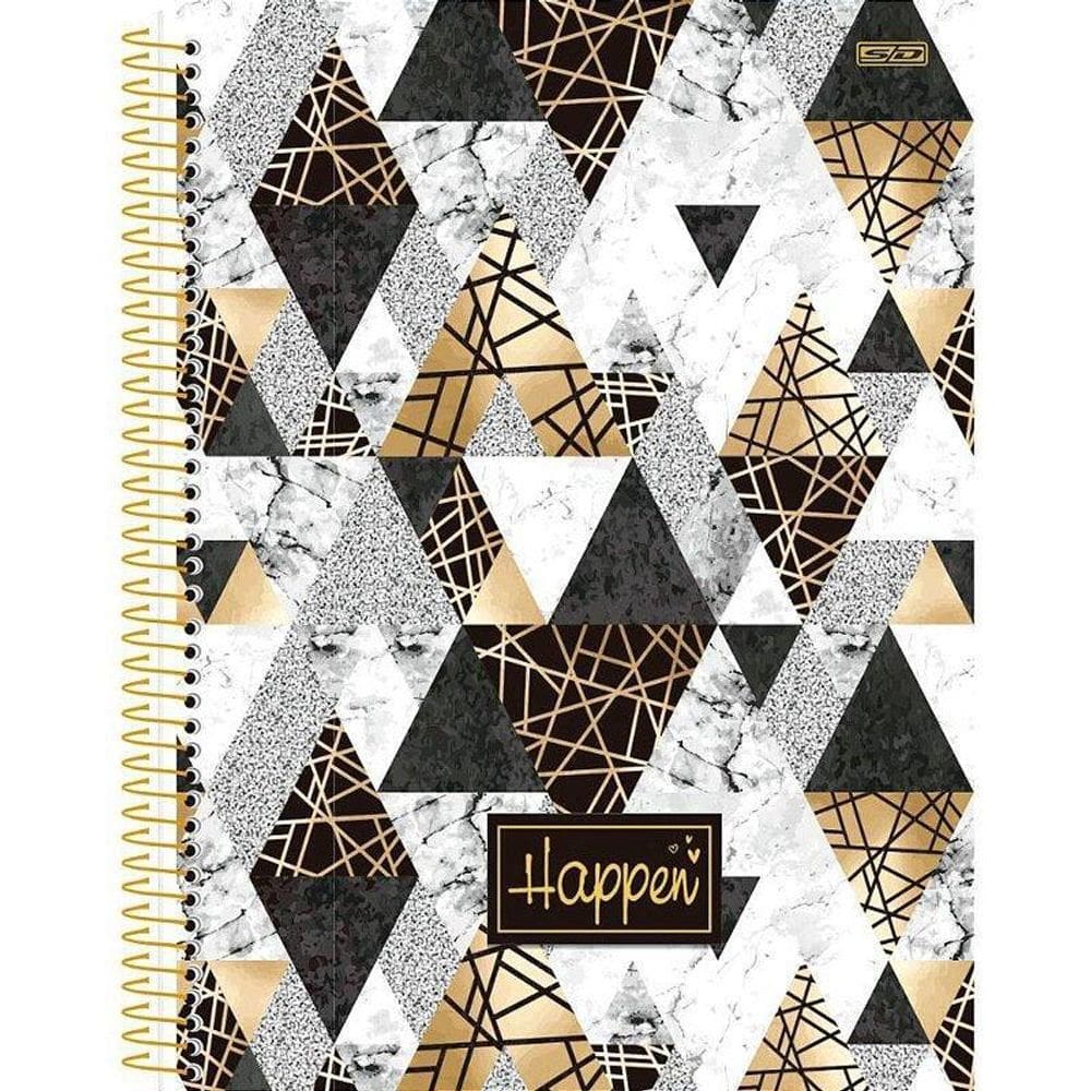 Caderno Capa Dura Happen 01x1 - Glitter, 80 Folhas, Bolsa