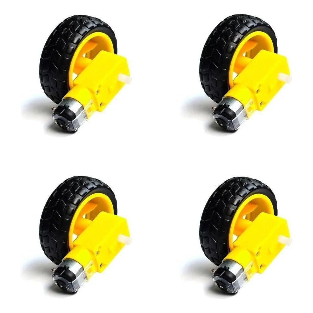 10X 04 - Roda Pneu Motor Dc 3 A 6V Robótica Arduino Carro