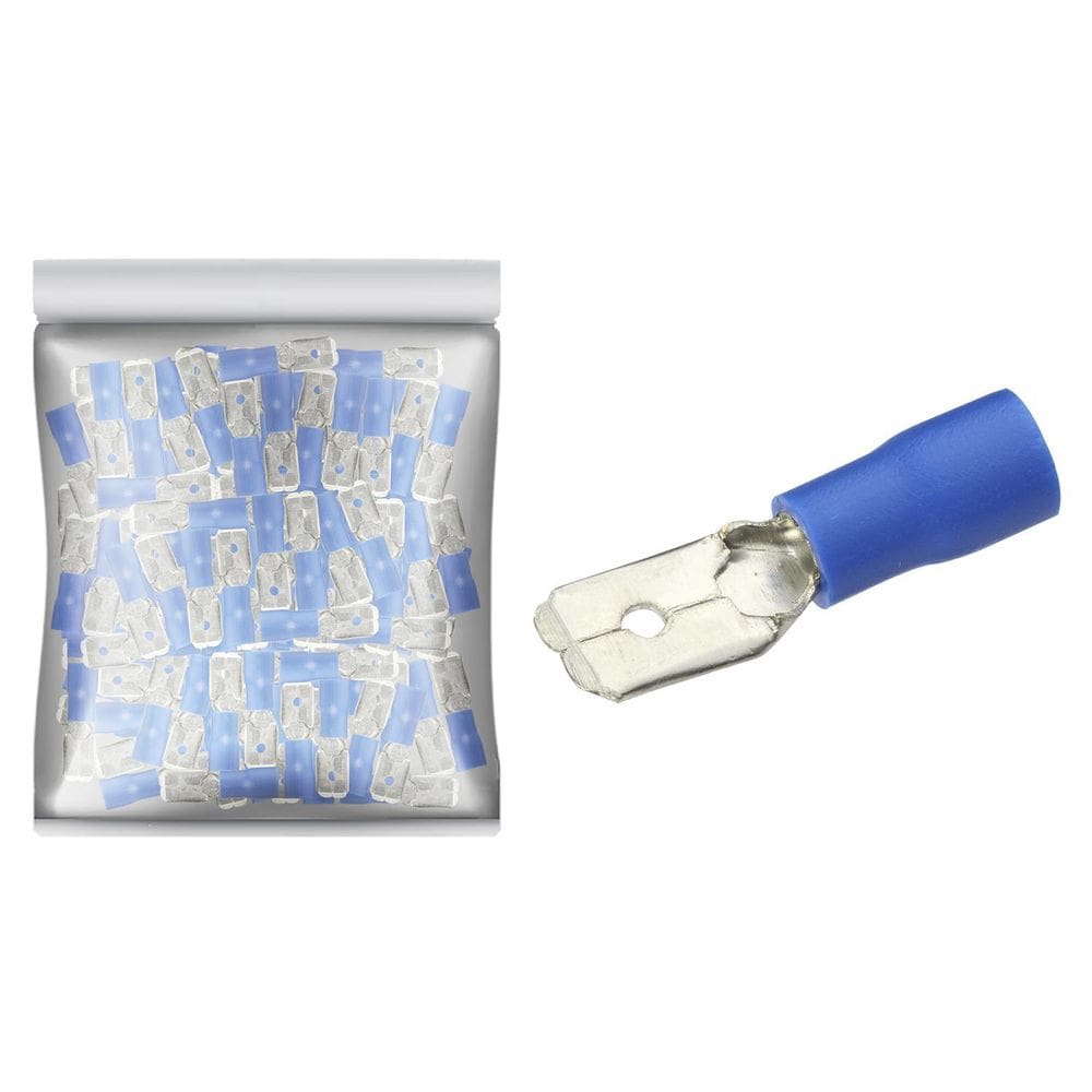 100X Terminal Macho 6,3 Pré-Isolado Azul 1,50 Até 2,50Mm