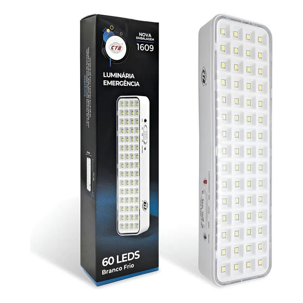 10X Lâmpada Luminária Emergência 5W 60 Leds Bivolt Recarreg