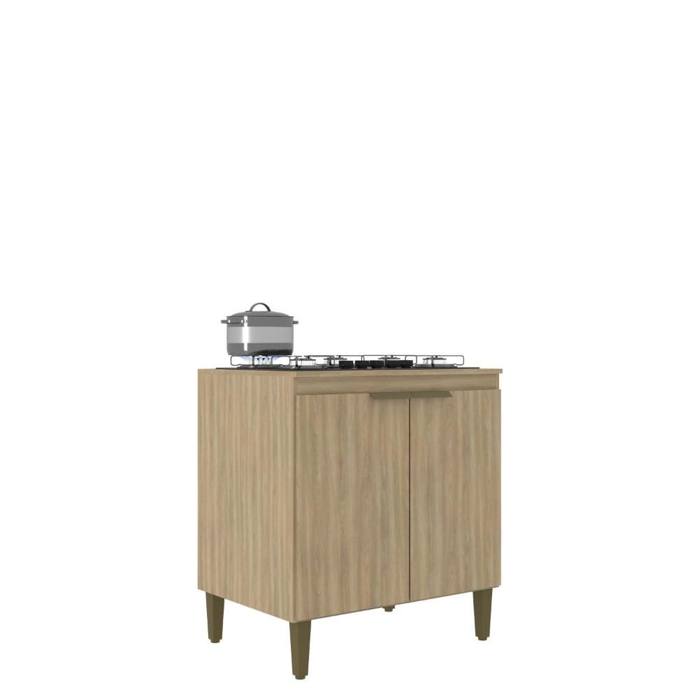 Balcão para Cooktop 5 Bocas Iara 2 Portas 1 Prateleira 80cm Cor Marrom Dourado - J Carvalho