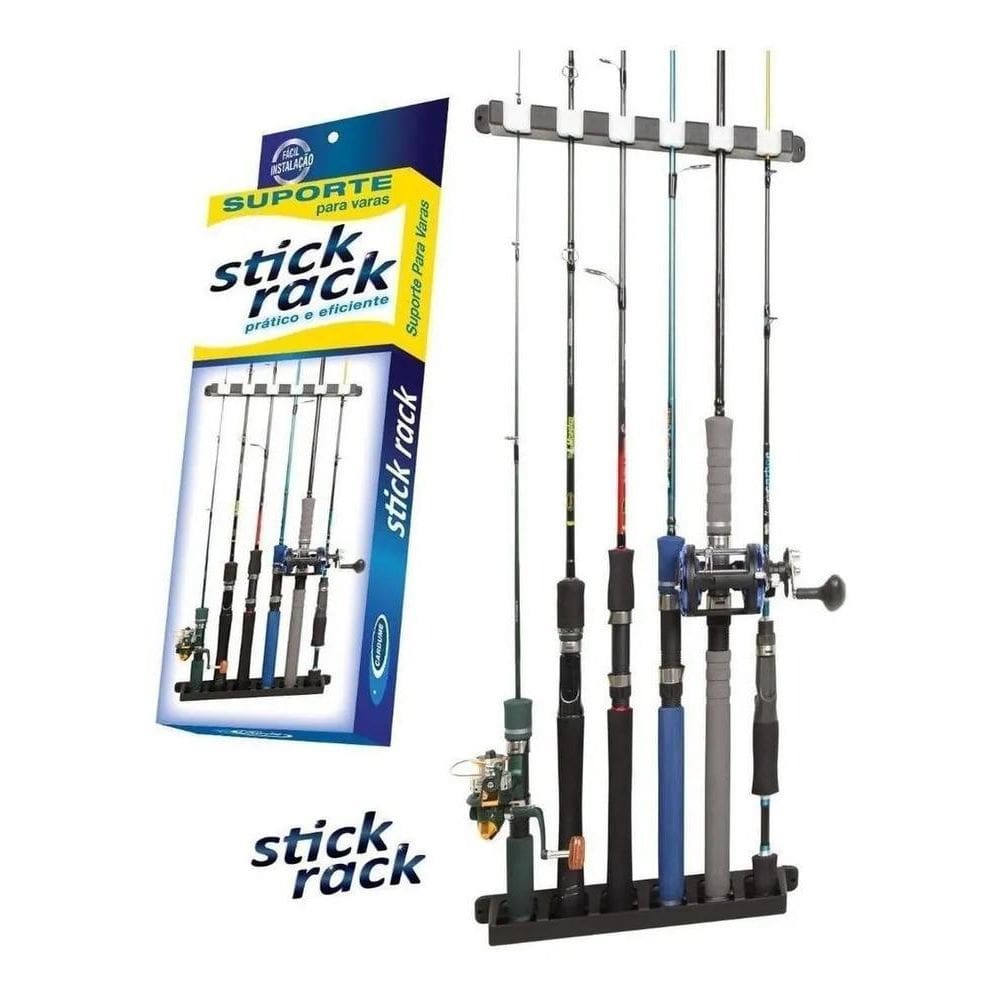 10X Suporte Organizador Parede Stick Rack 6 Varas Pesca Car