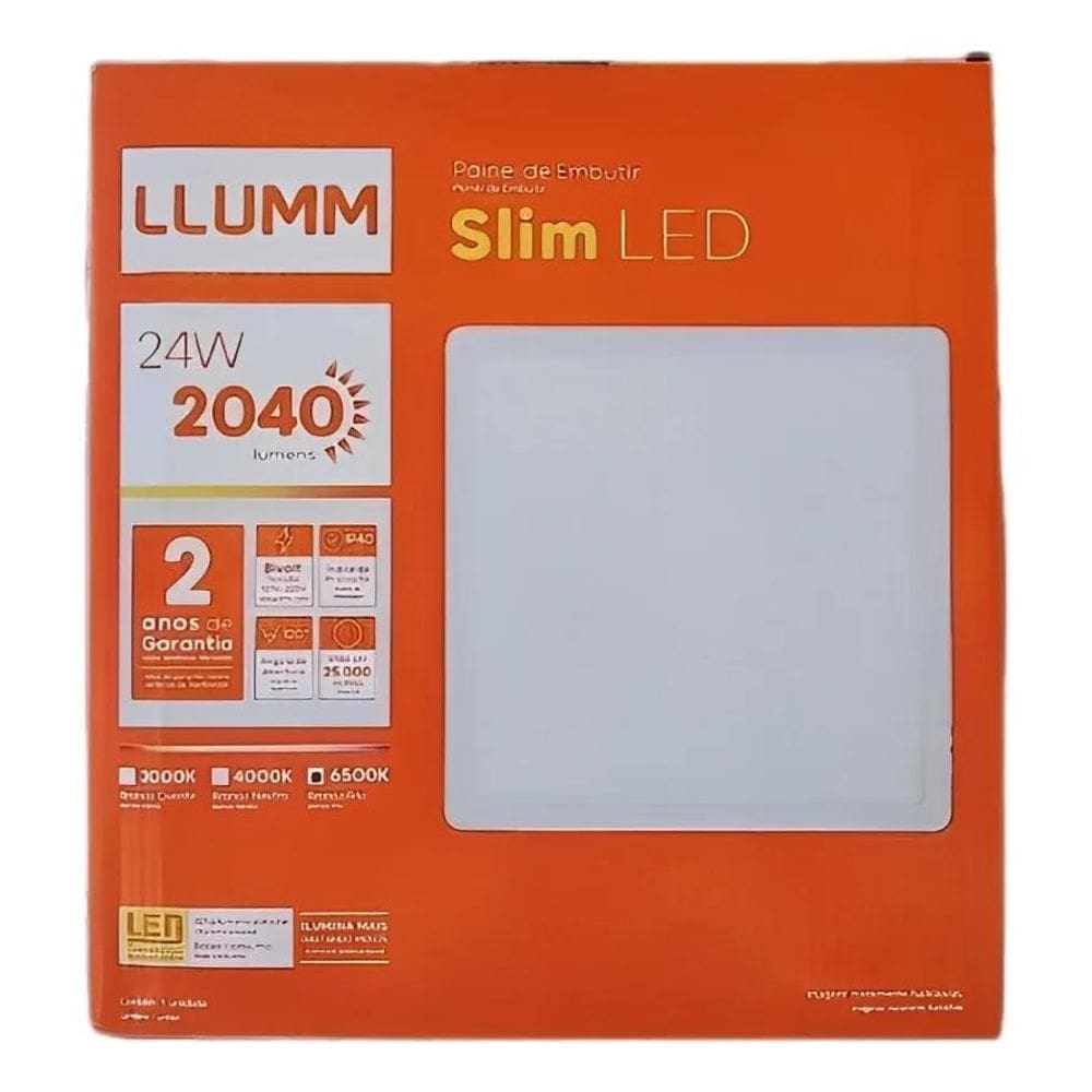 10X Plafon Painel Embutir Quadrado Led 24W 6500K 30X30 Llum