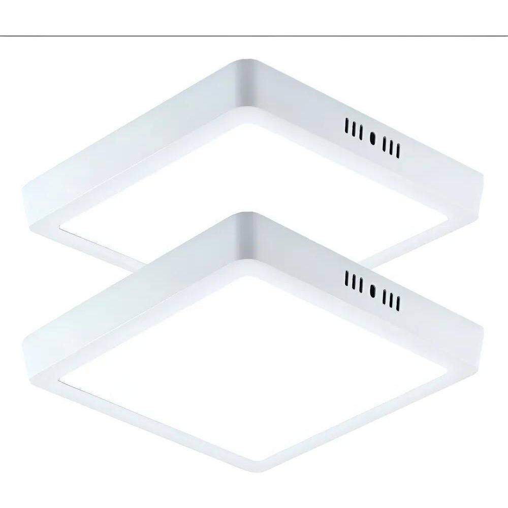 10X Kit 2 Plafon Sobrepor 25W 21X21 Quadrado 6500K Branca F