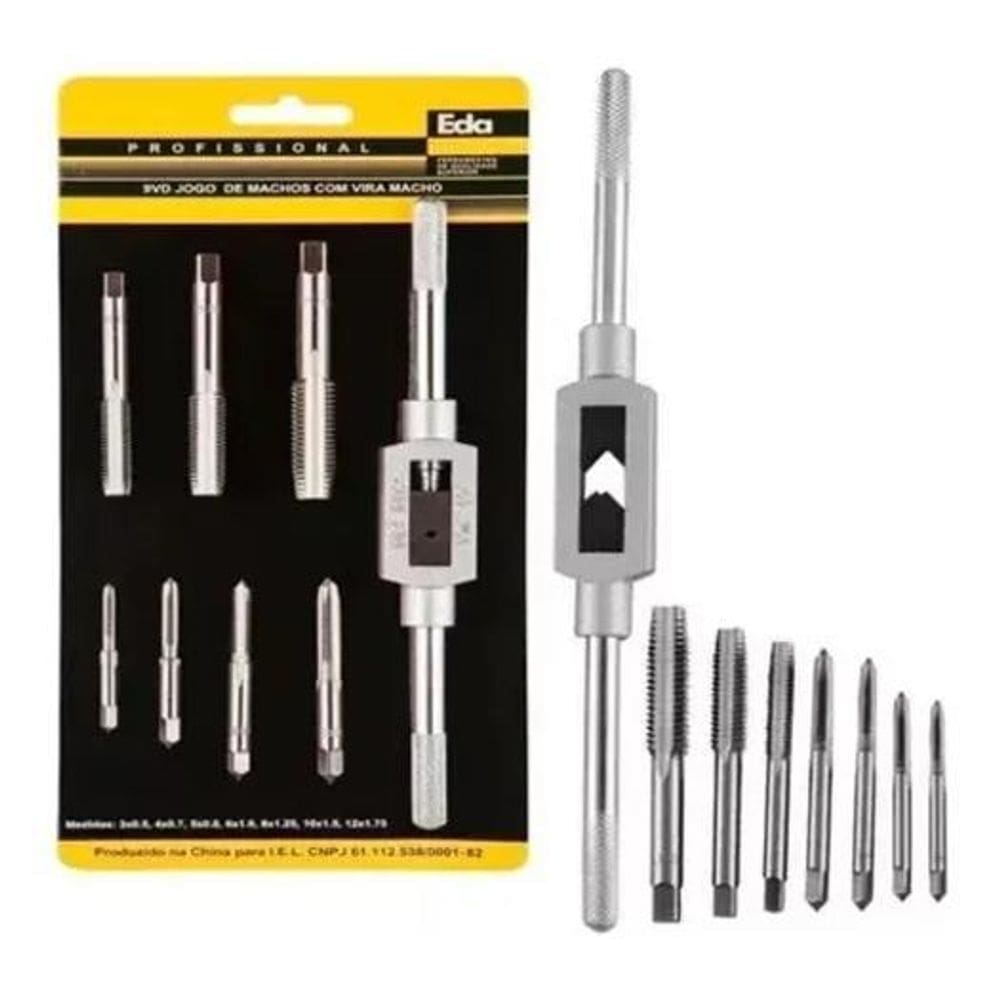 10X Kit Jogo Macho Vira Macho Manual 8 Peças M3 A M12 Eda 9