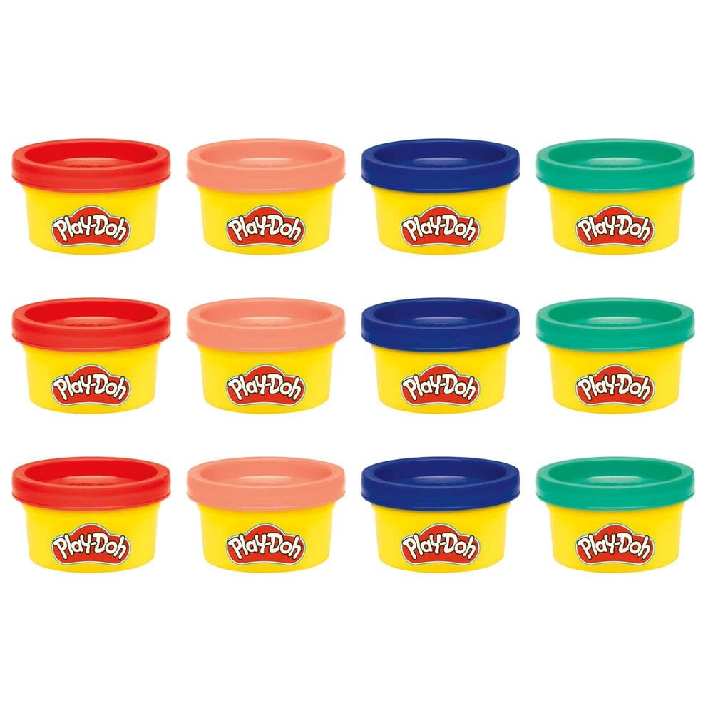 Pacote Play-Doh PD compartilhável, latas de 28 g, 12 unidades, 4 cores