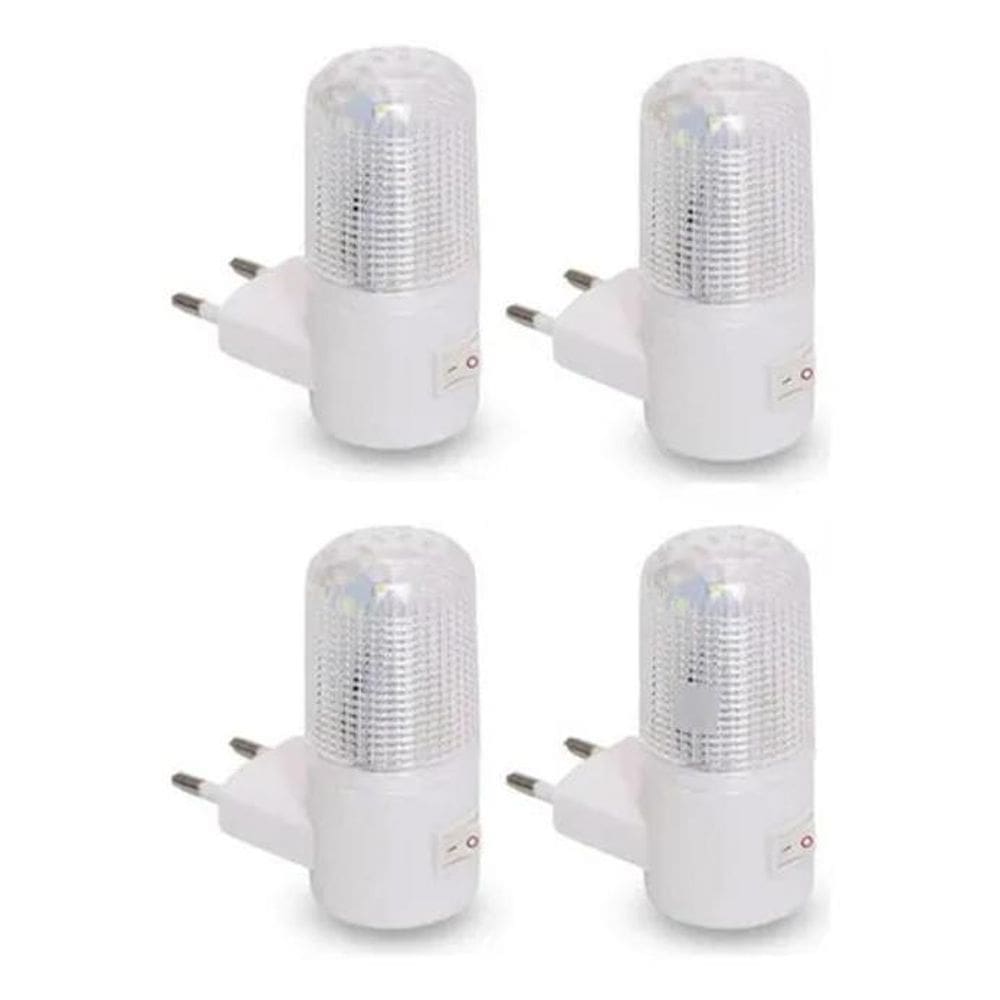 10X Kit 4 Luminária De Tomada Abajur Led Mini Luz Noturna B
