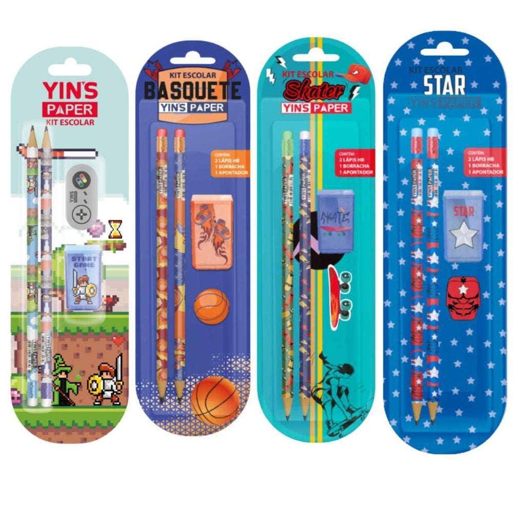 Kit Escolar Papelaria Menino 16 Itens 4 Kits Game Astronauta