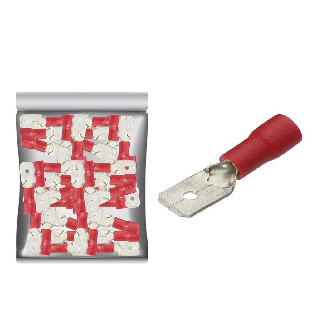 100X Terminal Macho 6,30 Pré-Isolado Verm. 0,50 Até 1,50Mm