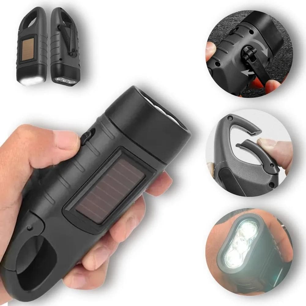 10X Lanterna Solar Recarregável Dinamo Led Pesca Camping 3