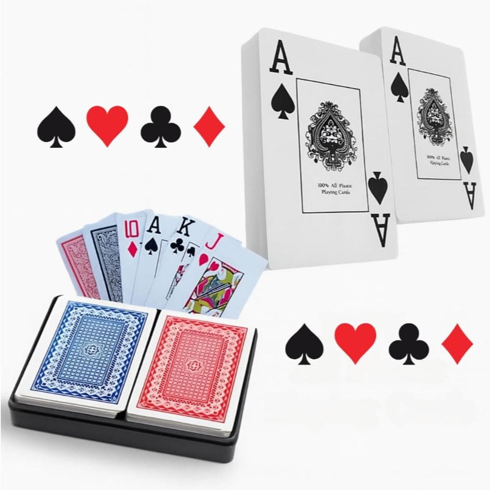Kit Jogos de Baralho Tradicional Cartas Plastifica 108 Unidades Estojo Resistente