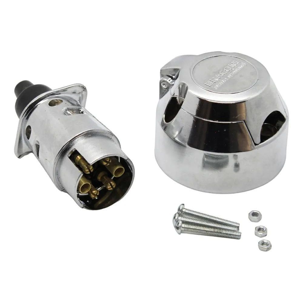 10X Kit Tomada Cromada E Plug Cromado Para Engate