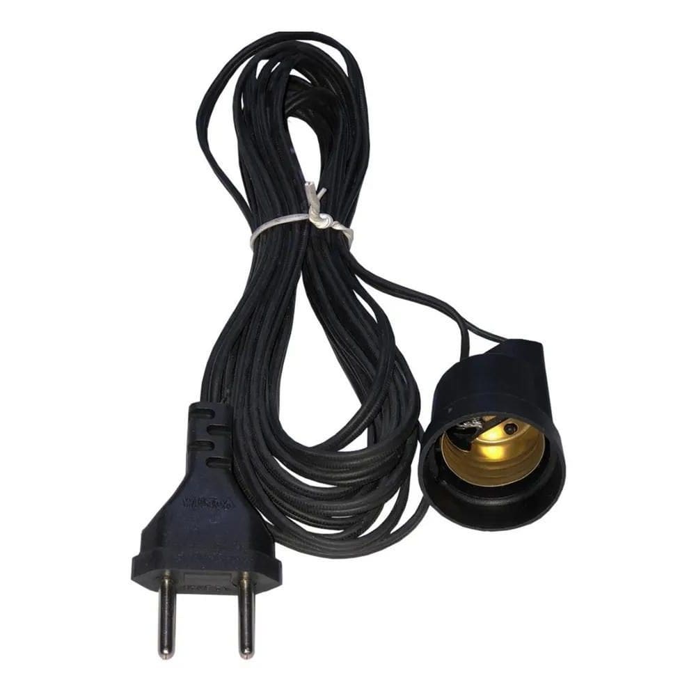 10X Extensão Com Bocal Soquete Para Lâmpada E27 3 Metros Pr