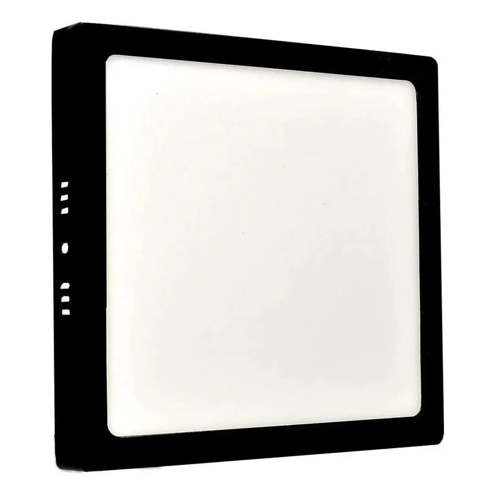 10X Plafon Led Sobrepor Quadrado 18W Painel Preto 6500K 22X