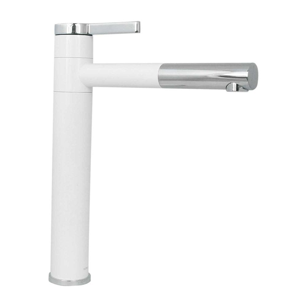 Torneira Lavatório Monocomando Bica Alta Móvel - Branco Inox