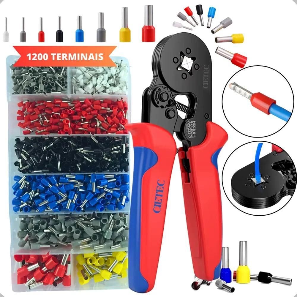 10X Alicate Crimpar Prensa Terminais 1200 Ilhós Tubular Cie