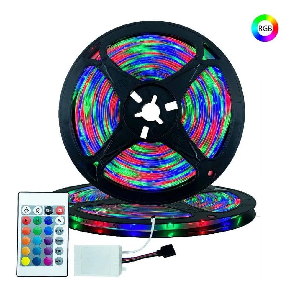 10X Fita De Led Rgb 5M 3528 Som Automotivo Carro Com Control