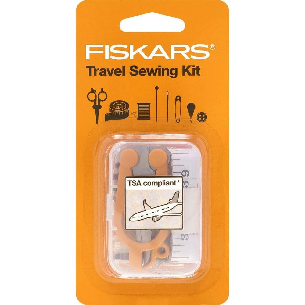 Kit de costura Fiskars de viagem de 27 peças com estojo e suprimentos artesanais