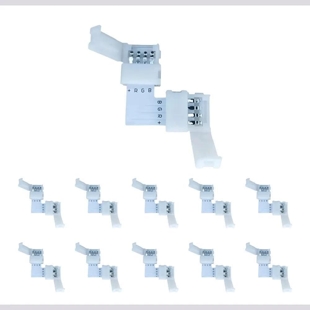 10X Kit 10 Conector L Emenda Rapida 10Mm 4 Vias P Fita Led