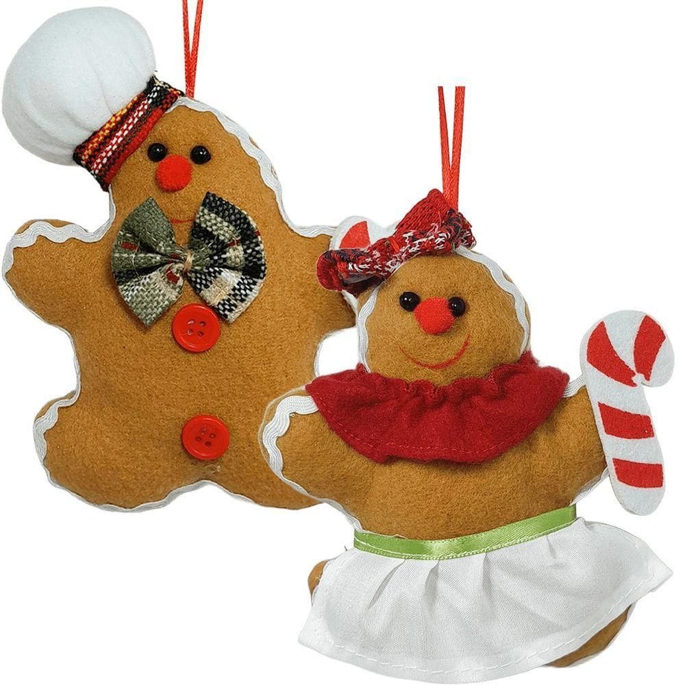 Bonecos Biscoito Ginger Pendente Enfeite Natalino 16cm 8pçs