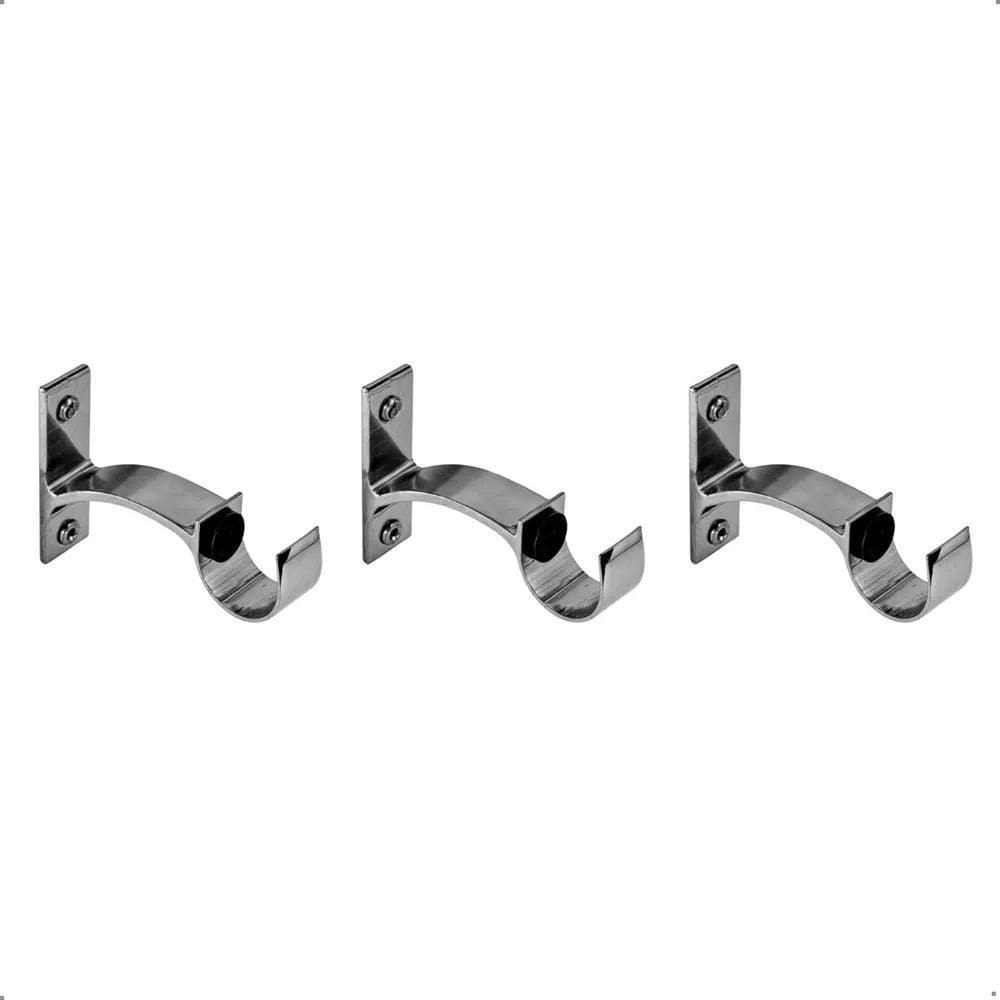 10X Kit 3 Suportes Parede Para Varão Cortina 28Mm Cores Cor